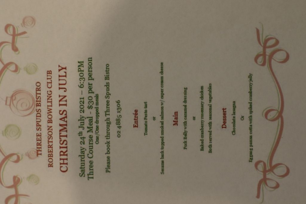 Christmas in July Robertson Bowling Club Postponed Destination Southern Highlands Christmas in July Robertson Bowling Club Postponed Destination Southern Highlands